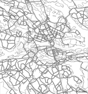 Picture of Black and white scheme of the Stockholm Sweden City Plan of Stockholm